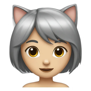 Humanlike Cat female with black hair sticker