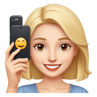 smiling woman taking a selfie sticker