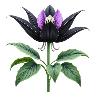 Isolated, 3D rendering, hyperrealistic, ultra detailed Black Bat Flower (Tacca chantrieri) 4k, dpi 300 sticker