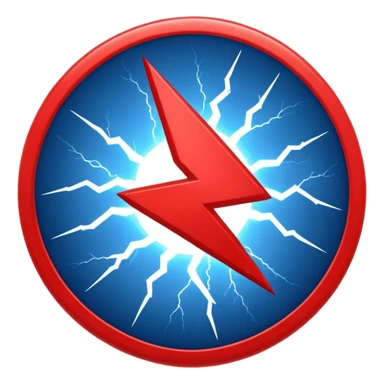 Red and blue lightening in a circle shape with effects sticker