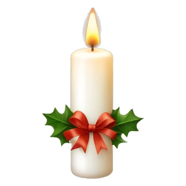Christmas candle with white ribbon sticker