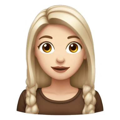 White girl with brown long hair and hot chocolate  sticker