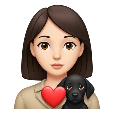 Brunette with a heart in the shape of a big black labrador dog sticker
