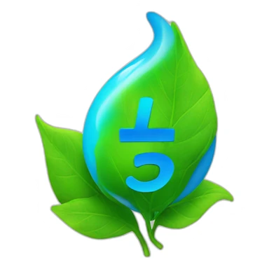 blue "e" from Engie logo with high voltage emoji in green leaves sticker