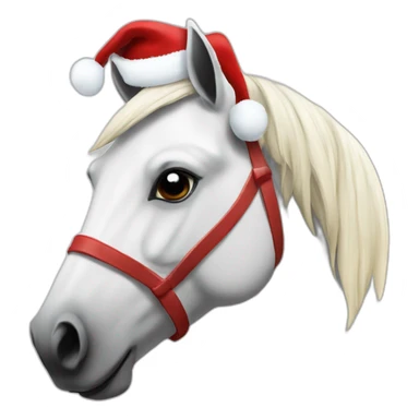 Withe horse with a Santa hat  sticker
