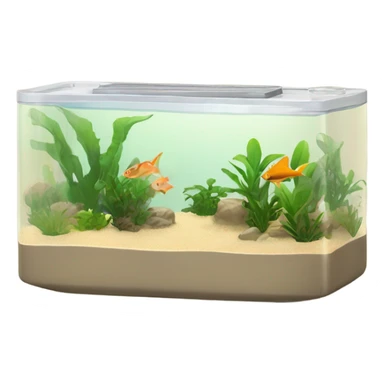 Rectangular fush tank, beige lid and wedges with plants and Tetraglow fish sticker