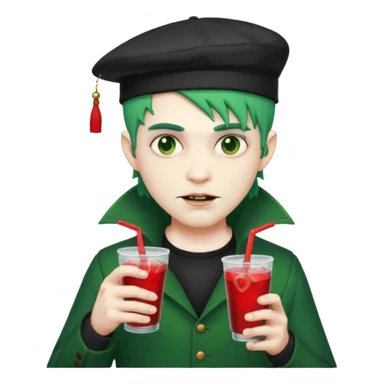 vampire men  green hair Drink holders with hat  sticker