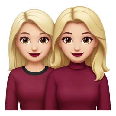 Boujy baddie best friends blonde and brunette, trendy heavy makeup, burgundy clothes sticker