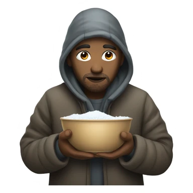 Homeless person with bowl of snow sticker