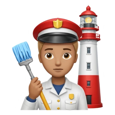 Keeper while cleaning lens of lighthouse sticker