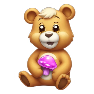 Carebear with atomic mushroom on his belly sticker