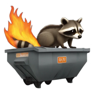 a raccoon riding a dumpster fire like it's a stallion sticker