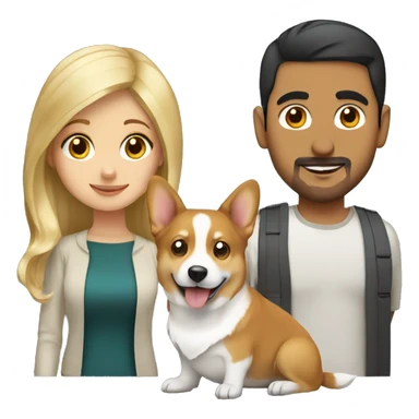 blonde girl, arab guy and corgi together sticker