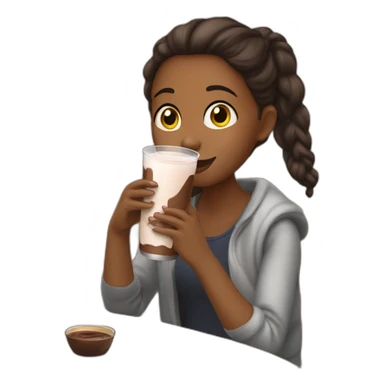 Girl drinking chocolate milk sticker