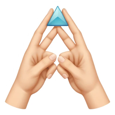 Similar to the heart hands emoji, this emoji should show a triangle created by the fingers of the hands where the two thumbs form the first side of the triangle and the remaining four fingers of each hand create one side each sticker