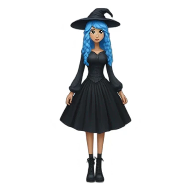 Blue-haired witch in black full skirt full length sticker