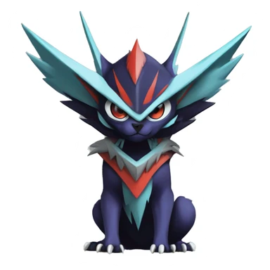 Cool Dark Edgy Absol-Noivern-Quilava-Litten-Pokémon with edgy stripes hoodie spiked collar punk Full Body sticker