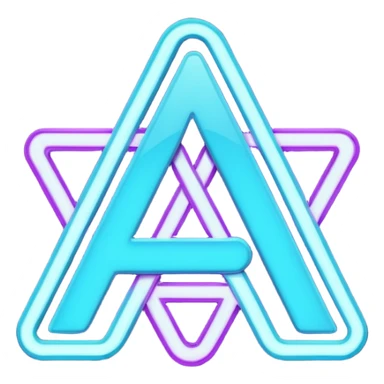 futuristic minimalistic emoji icon, letters "N" formed by three glowing digital lines representing Storm, Atom and NoizeGames, neon purple (#8B5CF6) and cyan (#00E0FF) on dark background, modern tech style, 1:1 aspect ratio sticker