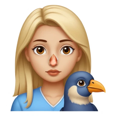 Girl with bird beak for nose sticker