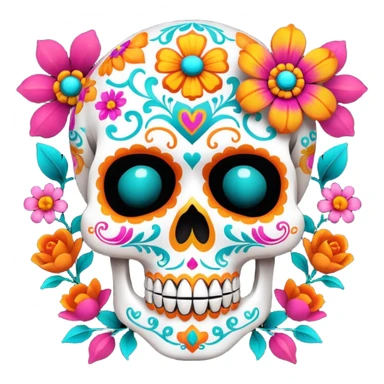 Dia de muertos skull with happy colours (orange, yellow, pink, turquoise) sticker