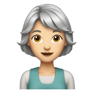 woman with grey hair and bangs, older sticker
