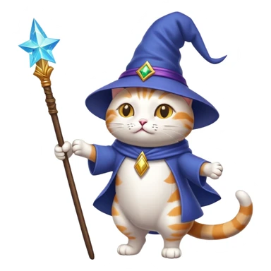 The cat is a wizard and he has a magic wand in his hands The cat is a wizard and he has a magic wand in his hands and he also flies on a broom sticker