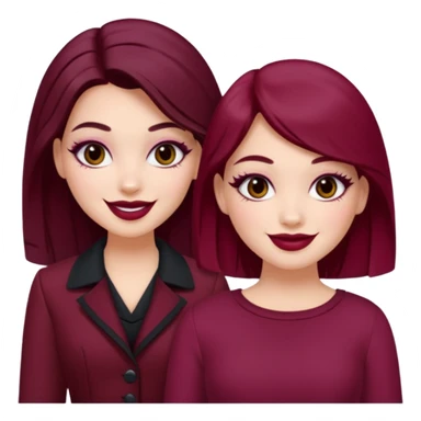 Boujy baddie best friends, fair skin, trendy heavy makeup, burgundy clothes sticker