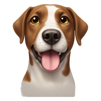 playful dog with tongue out and brown spots around eyes  sticker
