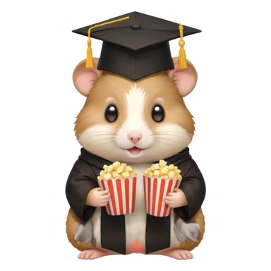  hamster holding pop corn, graduate hat sticker