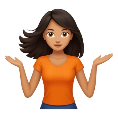 Long  Dark hair women orange top twirling sticker