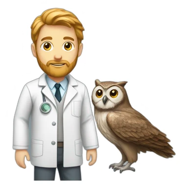 White-Boy-with-beard-scientist-with-owl sticker