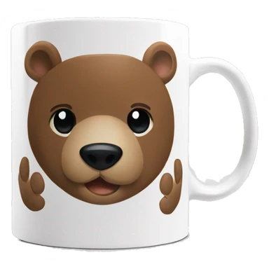 White mug with bear print sticker