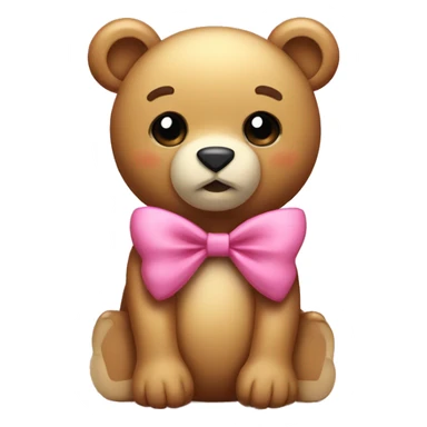 Teddie bear wearing a bow sticker
