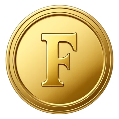 Currency crypto money symbol for the money "Fcoins" letter F, casino coin sticker