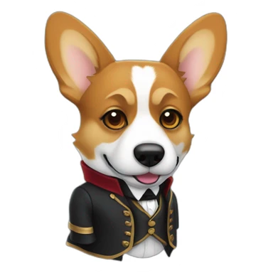 Corgi negro con traje de Sherlock holmes sticker