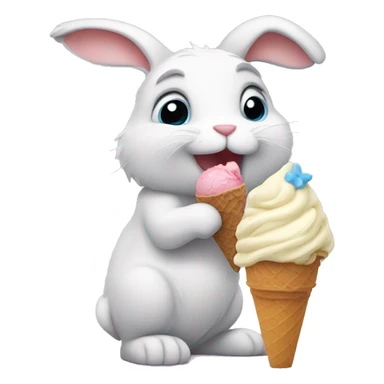 bunny eating ice cream sticker