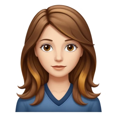 Mulher branca, cabelos longos liso com as pontas ondulado castanho com luzes  sticker