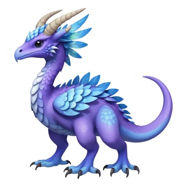 Raptorik scaley feathery horned Amaura-Aurorus-Pokémon-Fakémon-hybrid-fusion-creature, full body sticker