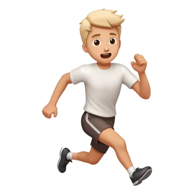 Character running for their life with panic expression, motion lines behind sticker