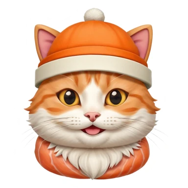 happy cat wearing a hat made out of sushi sticker
