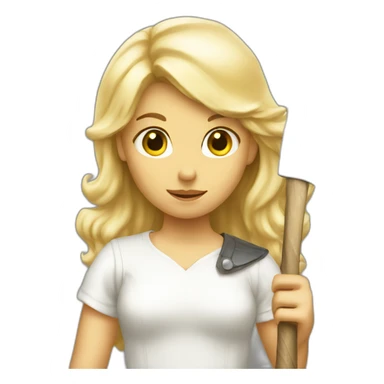 Blond Blonde Angel girl with axe sticker