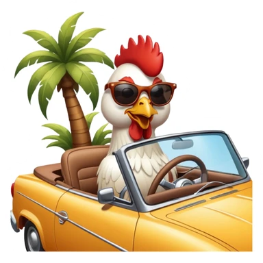 rooster in a convertible car sticker