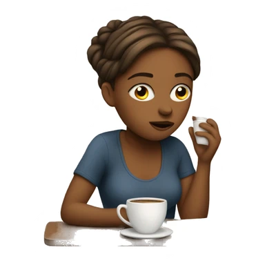 tired girl with laptop drinking a lot of coffee sticker