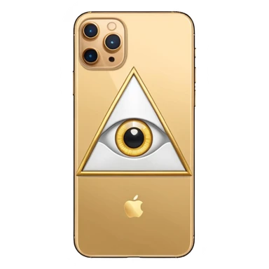 Gold iPhone 16 Pro Max, replace apple logo with fullgold all-seeing-eye logo backview sticker