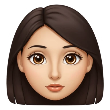 morena, olhos mais rasgados, cabelo liso e comprido, mais volumoso sinal em forma de circulo do lado direito da bochecha, nariz grande e bonito e boca menor sticker