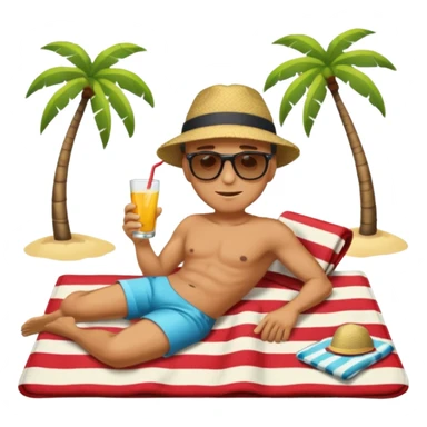 
Man enjoying himself lying on a towel on a beach sticker