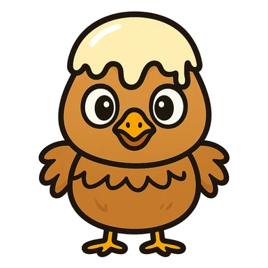 Make the butter on the chicken's head melting, in color outline style, keep the background transparent. sticker