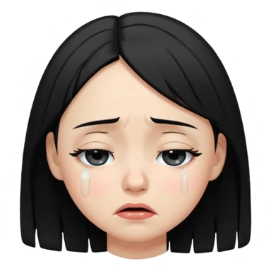 eye closed crying girl with black hair  sticker