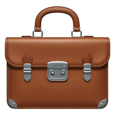 A 3D cartoon brown leather briefcase with a metal clasp, placed on a clean surface, soft studio lighting, Memoji-style realism. sticker