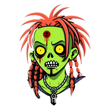zombie with dreadlocks and a septum piercing sticker